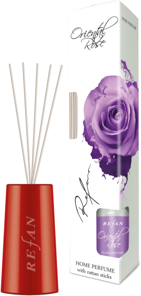 Perfume de casa Oriental Rose con tiras reactivas de ratán